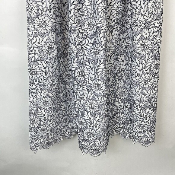 NWT $250 DRAPER JAMES Black & White Floral Lace midi a-line Dress size 10 - Picture 6 of 12